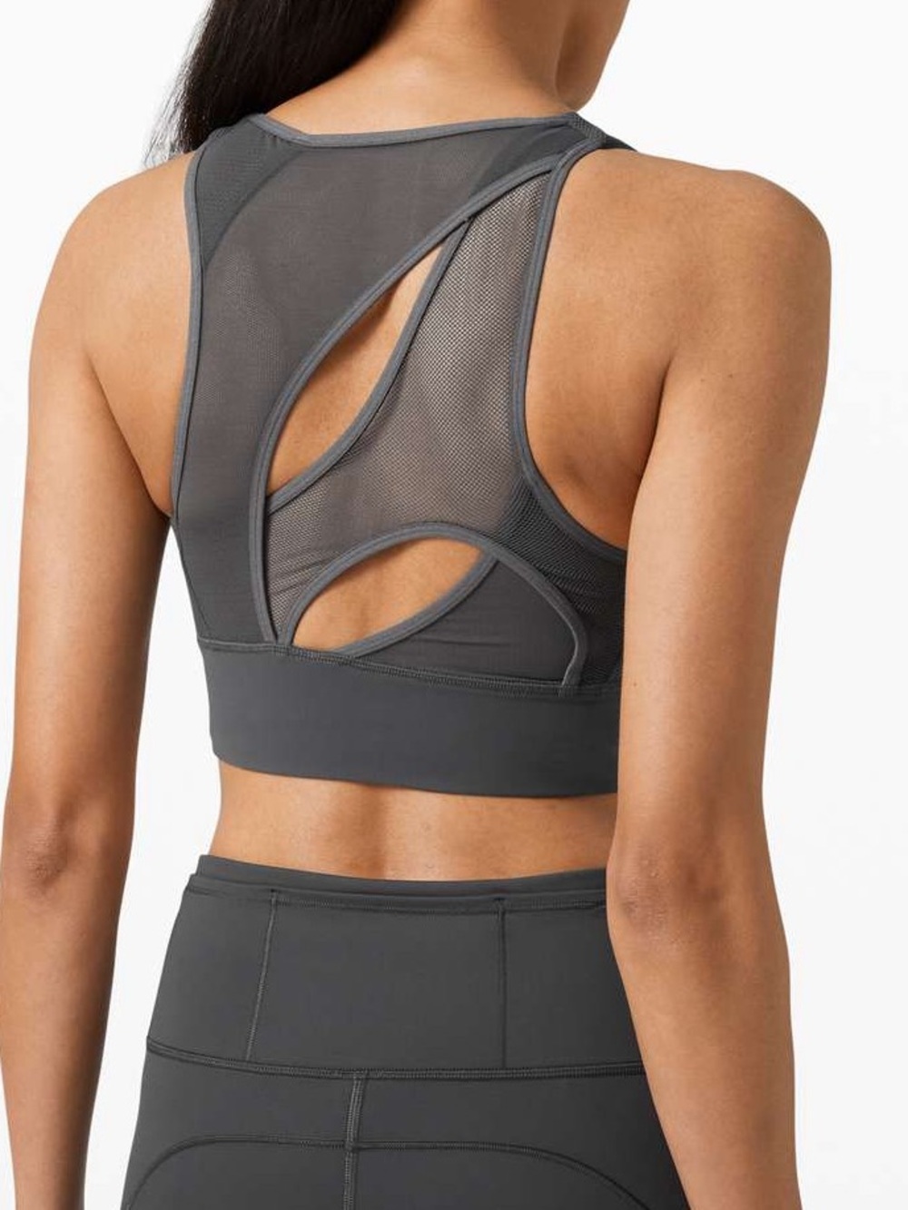 NWOT Lululemon Set Challenger Bra Size 6 Graphite Grey High Neck Mesh